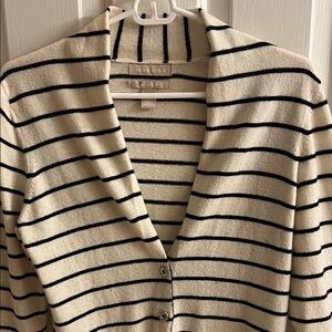Banana Republic Black and Cream Striped Cardigan